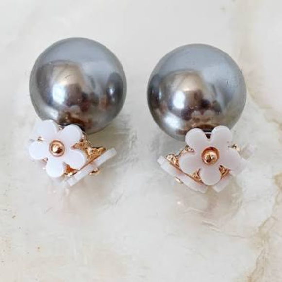 Double Side Ball Flower Stud Front Back - Picture 1 of 8